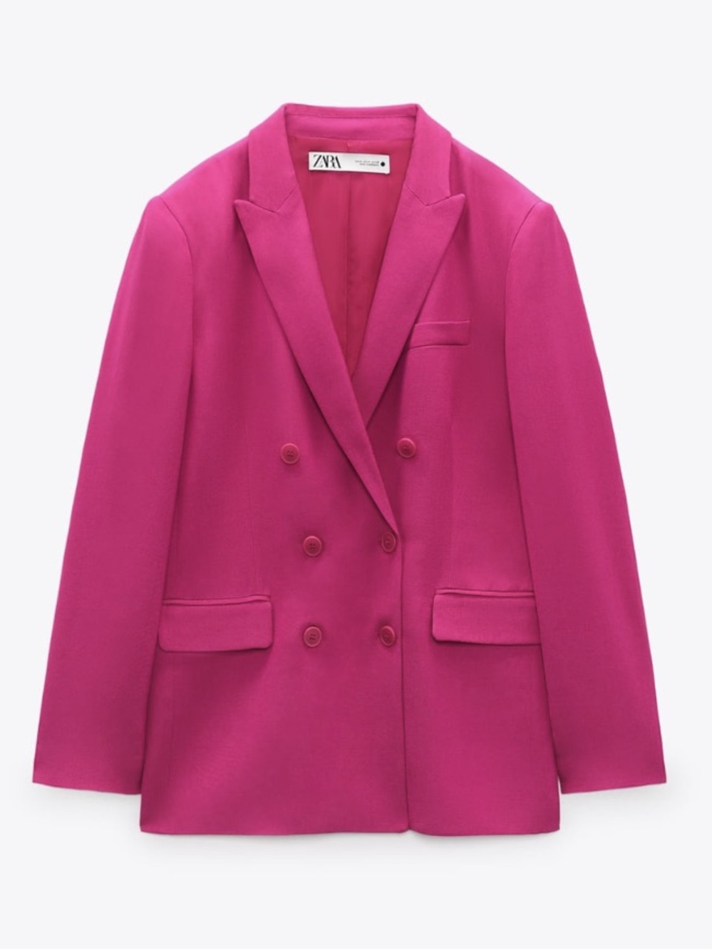 Zara Double-Breasted Bright Fuchsia Blazer